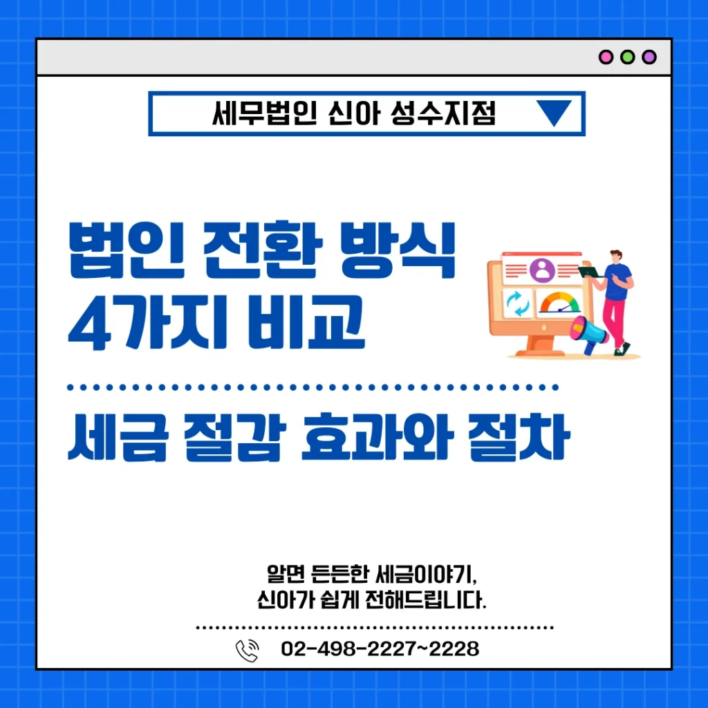 법인 전환 방식 4가지 비교 세금 절감 효과와 절차